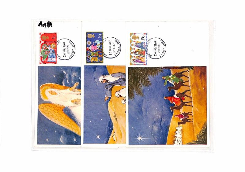 AH81 1969 GB EARLY MAXI-CARD FDC Llandeilo *BETHLEHEM* CDS First Day Covers {3}