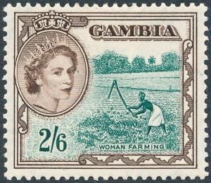 Gambia 1953 2s6d Deep Bluish Green & Sepia SG181 MH