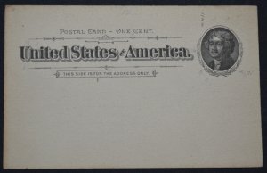 1894 US Sc. #UX12 mint postal card, fair condition with edge toning
