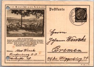 GERMANY POSTAL HISTORY CACHET POSTCARD STATIONERY ADDR CANC HINDENBURG YR'1938