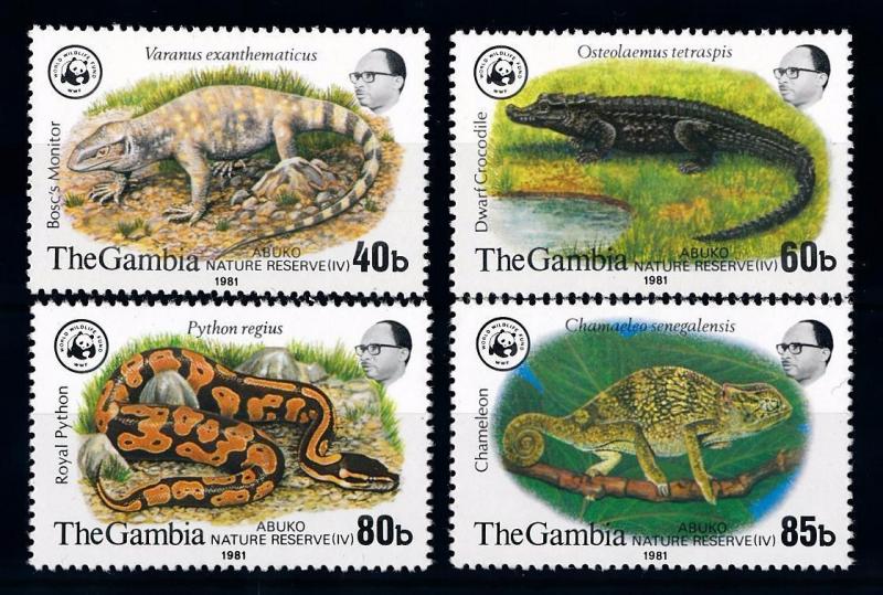 [65709] Gambia 1981 Reptiles Crocodile Snake WWF  MLH