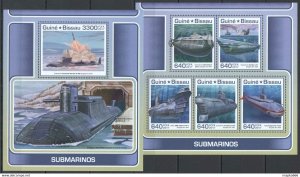 2017 Guinea-Bissau Submarines Ships Transport #9470-4+Bl1634 ** Fd0307