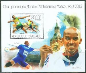 TOGO  2013 CHAMPION ATHLETES OF THE MOSCOW 2013 GAMES  SOUVENIR SHEET MINT NH