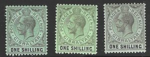 Gibraltar, 1912, Scott #71, 71a, 71b, Mint, Hinged