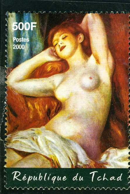 Chad 2000 Nude by Renoir PAINTINGS 1 value Perforated Mint (NH)