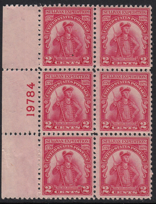 United States #657, Sullivan block of 6, MNH