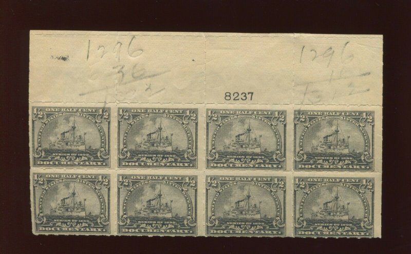 R162 Revenue Mint Top Plate Block of 8 Stamps  (R162 PB1) 