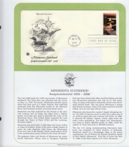 2008 Minnesota Statehood Sesqui Sc 4266 first day cover FDC, PCS info page