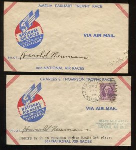 2 Harold Neumann Pilot Signed 1935 National Air Races Covers  LV6171