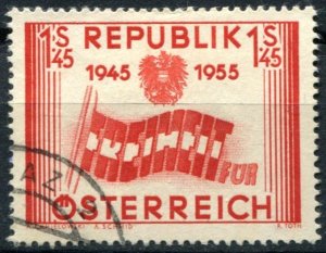 Austria Sc#601 Used, 1.45s scar, Recovery Independency (1955)
