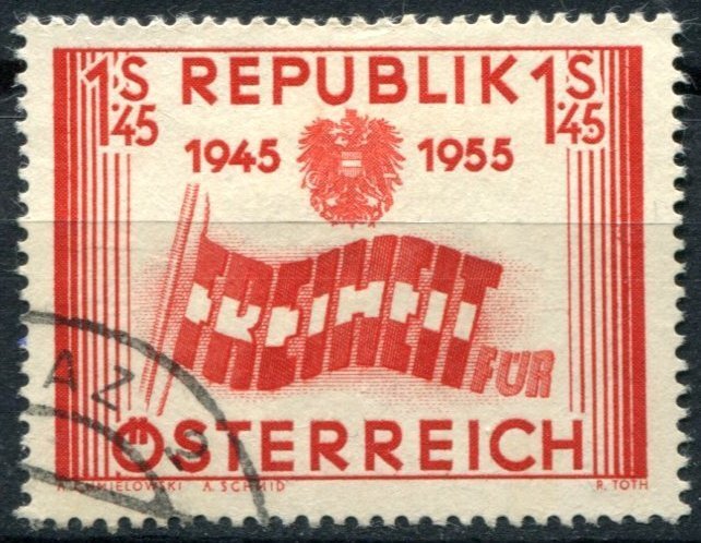 Austria Sc#601 Used, 1.45s scar, Recovery Independency (1955)