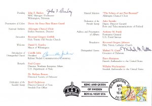 Signed Gov Castle USPS FDC Ceremony Program C117 C1 New Sweden Finland Jt Issue