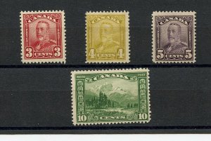 Canada #151-153, #155 (CA160) King Goerge V & Mt Hurd, M, H, LH, CV$86.00