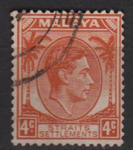 Straits Settlements 1937 - Scott 240 used - 4c George VI