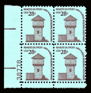 1978 Fort Nisqually Plate Block Of 4 28c Postage Stamps, Sc# 1604, MNH, OG