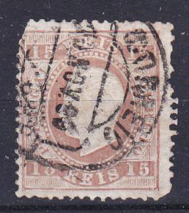 PORTUGAL   38 Used 1875 15r lilac brn King Luiz CV $29,