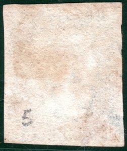 GB PENNY BLACK 1840 QV Stamp SG.2 1d Plate 5 (KC) Used Red MX Cat £400 BRRED74