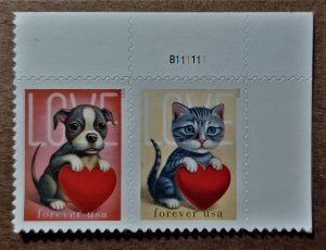 United States #5745-5746 (63c) Love MNH se-tenet pair plate #B111111 (2023)