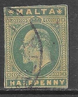 Malta cut square: 1/5d Edward VII, used