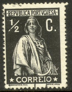 PORTUGAL 1912-20 1/2c Black Chalky Paper CERES Issue Sc 208 VFU