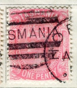 TASMANIA; 1870s early classic QV issue fine used 1d. value