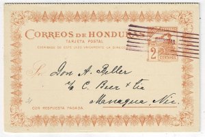 Honduras 1898 date line Amapala on intact postal reply card to Nicaragua