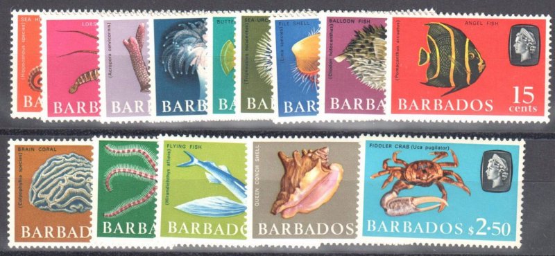 Barbados - Sc#267 to 280 Mint NH - Fish and Sea life