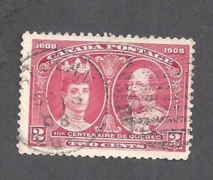 Canada # 98 USED 2c QUEBEC TERCENTENARY VARIETY ST. JEAN PQ 18 SEP 1908 BS28775