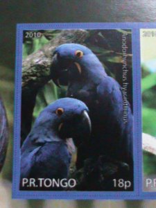 ​TONGA STAMP-HYACINTH MACAW  PARROT-MNH STAMP SHEET