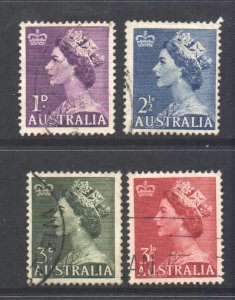 Australia Scott 256/258 - SG261/262a, 1953 Elizabeth II Short Set to 3.1/2d used