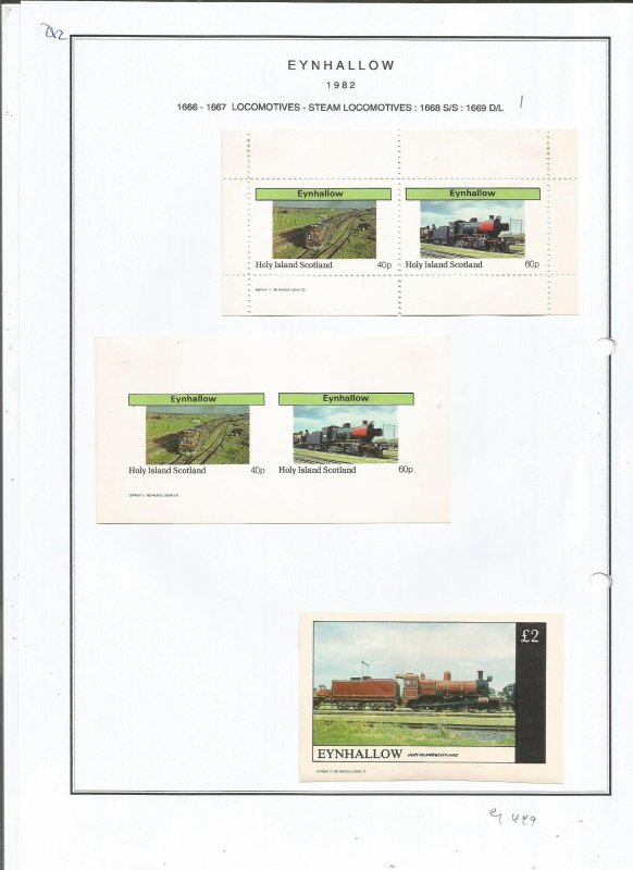 EYNHALLOW -1982 - Steam Locomotives - Sheets - Mint Light Hinged - Private Issue