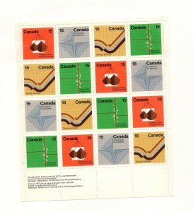 Canada 1972 Earth Sciences pane of 16, Unitrade #585 VFMNH CV $35.00 philatelic