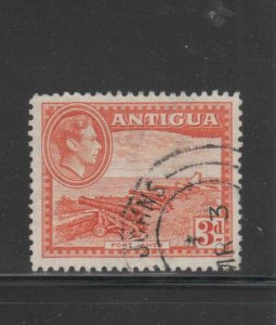 ANTIGUA #89  1944  3p  KING GEORGE VI & FORT JAMES     F-VF USED  a