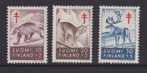 Finland    #B142-B144   MH  1957  anti-TB surtax.   mammals