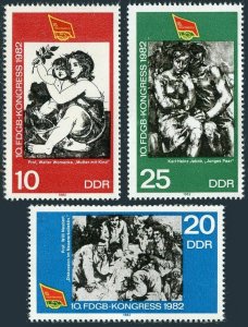 Germany-GDR 2260-2262,MNH. Mi 2699-2701. Federation of German Trade Unions, 1982