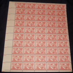 US #C 47 6c First Man and Modern Plane, F/VF OG NH, Full Sheet of 50, Post Of...