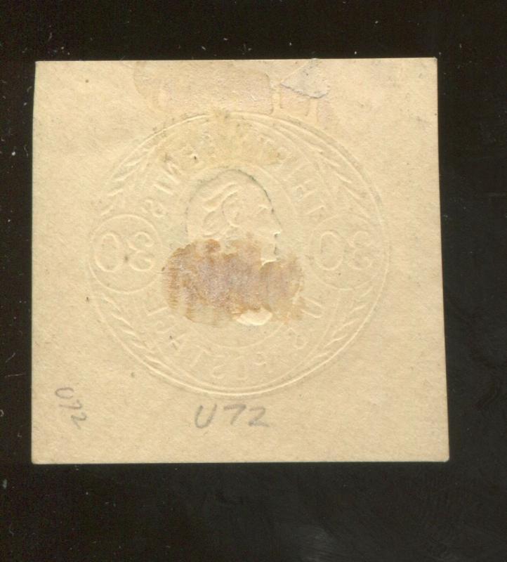 1865 United States of America George Washington 30c Postage Stamp #U72 CV $100