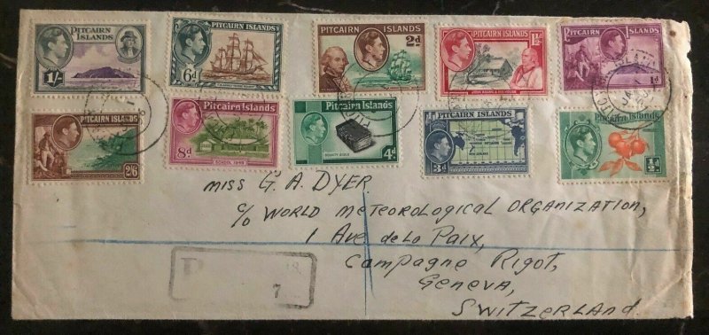 1956 Pitcairn Island Cover To Meteorological Station Geneva Switzerland 1-8