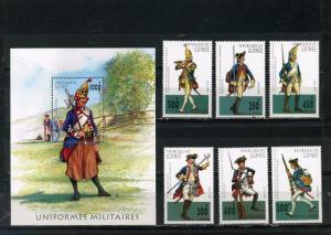 GUINEA 1997 MILITARY UNIFORMS SET OF 6 STAMPS & S/S MNH