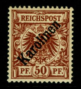 German Colonies -CAROLINE ISLANDS 1899 50pf brown - 48⁰ overprint Sc# 6a mint MH