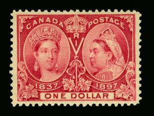 CANADA 1897 JUBILEE issue $1 lake  Sc# 61 mint MH XF