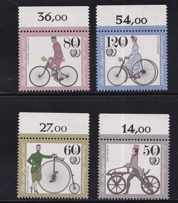 Germany  #B630-B633  MNH  1985  Youth welfare  antique bicycles