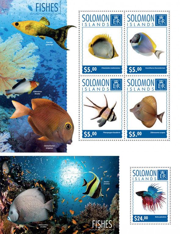 Fishes Fische Marine Fauna Solomon Islands MNH stamp set