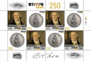 Guinea - 2020 Ludwig van Beethoven - 8 Stamp Sheet - GU200265c