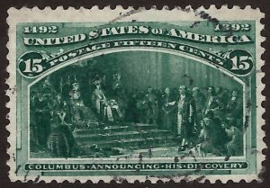U.S. Stamps Columbian 238 Circular Handstamp Cancel