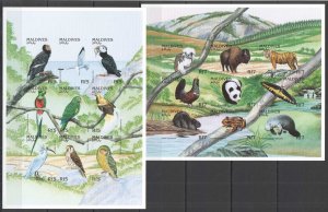 OZ0427 IMPERF MALDIVES FAUNA ANIMALS BIRDS MARINE LIFE 2KB(18ST) MNH