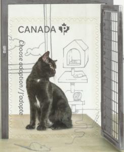 BLACK CAT = cut from booklet ADOPT A PET = Canada 2013 #2641 MNH