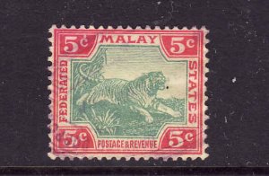 Federated Malay States-Sc#29-used-5c scar & grn,yel-1904-10-