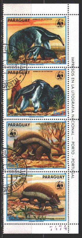 Paraguay. 1988. 4225-28. WWF, anteater. USED.