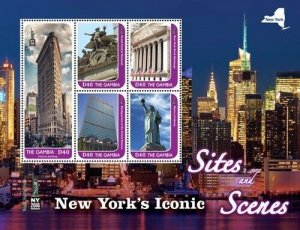 Gambia 2016 - New York city iconic sites - Sheet of 5 Stamps - Scott #3703 - MNH